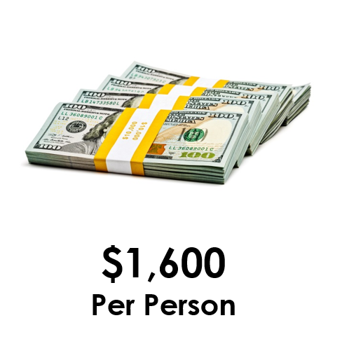 One thousand six hundred dollar per person