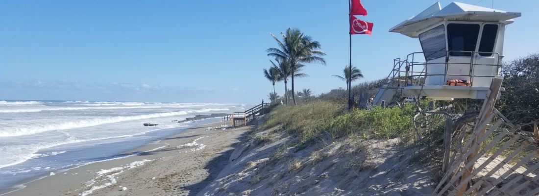 Picture of shoreline erosion after an Atlantic Ocean storm event