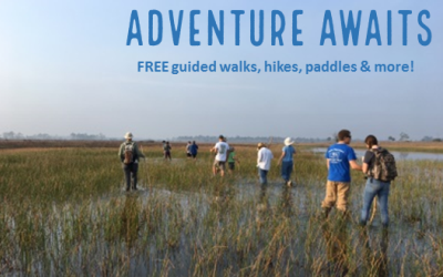 Picture Link for Adventure Awaits Program that offers free Guided walks, hikes. paddles & more