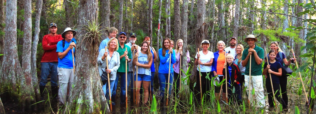 Group of people attending an Adventure Awaits Event - Slogging Through a Cypress Wetland