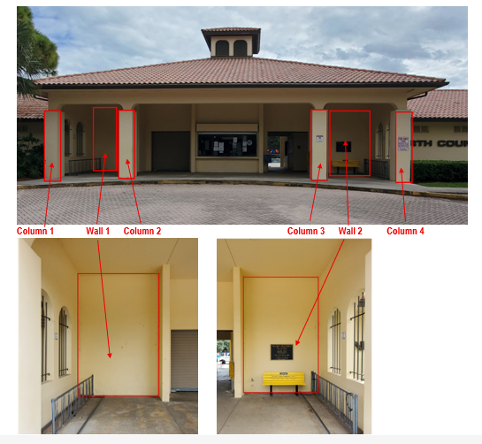 North County Aquatic Center column 1 wall 1 column 2 column 3 wall 2 column 4