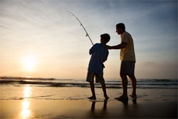 father and son fishing