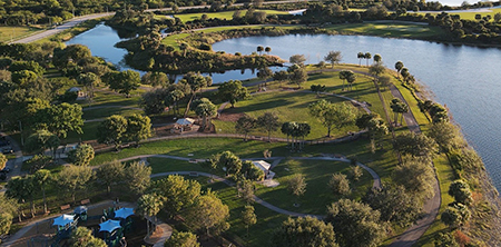 aerial shot of canine cove dog park