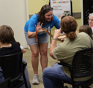 volunteer with snake