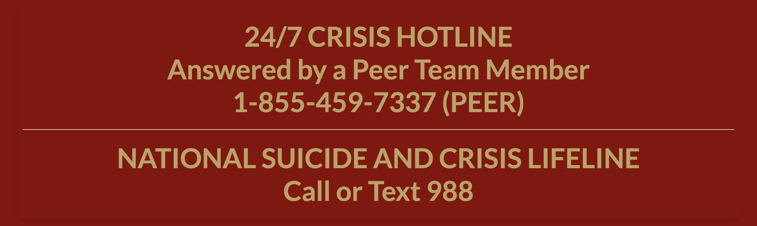 Image of 24/7 Crisis Hotline and National Suicide / Crisis lifeline